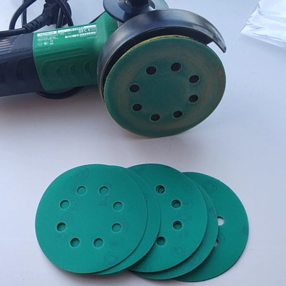 

30PCS/Lot 5inch 8 Hose Sandpaper 60-2000Grits Polyester Film Green Sandpaper for Wood Metal Polishing Self-adhesive Sanding Disc