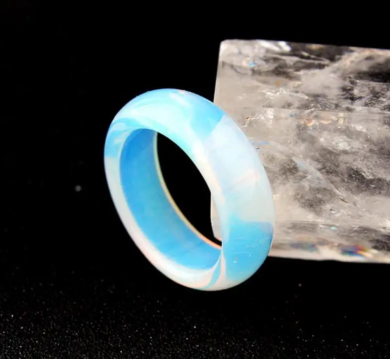 Модные обручальные кольца с белым прозрачным опалом простые прозрачные