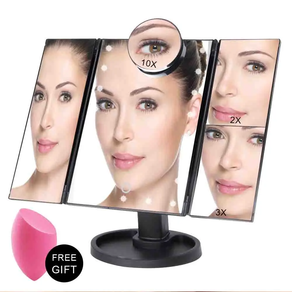 22 светодиодный увеличительное косметическое зеркало гибкий сенсорный экран