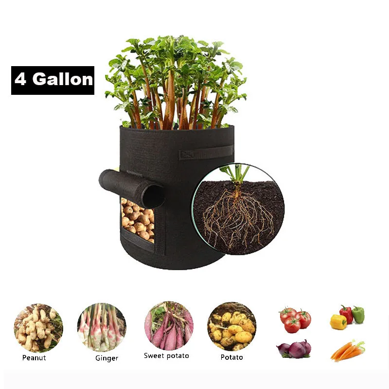 

4Gal Potato grow bags gardening plant pots fabric tomato planting planter tools plants growing bags For home and garden Q1