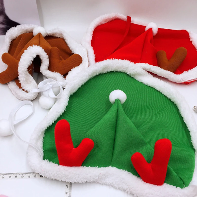 Теплая мягкая накидка с капюшоном для собаки на Рождество зеленая плащ кошек
