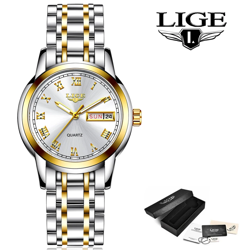 

LIGE 2020 New Gold Watch Women Watches Ladies Creative Steel Women's Bracelet Watches Female Waterproof Clock Relogio Feminino