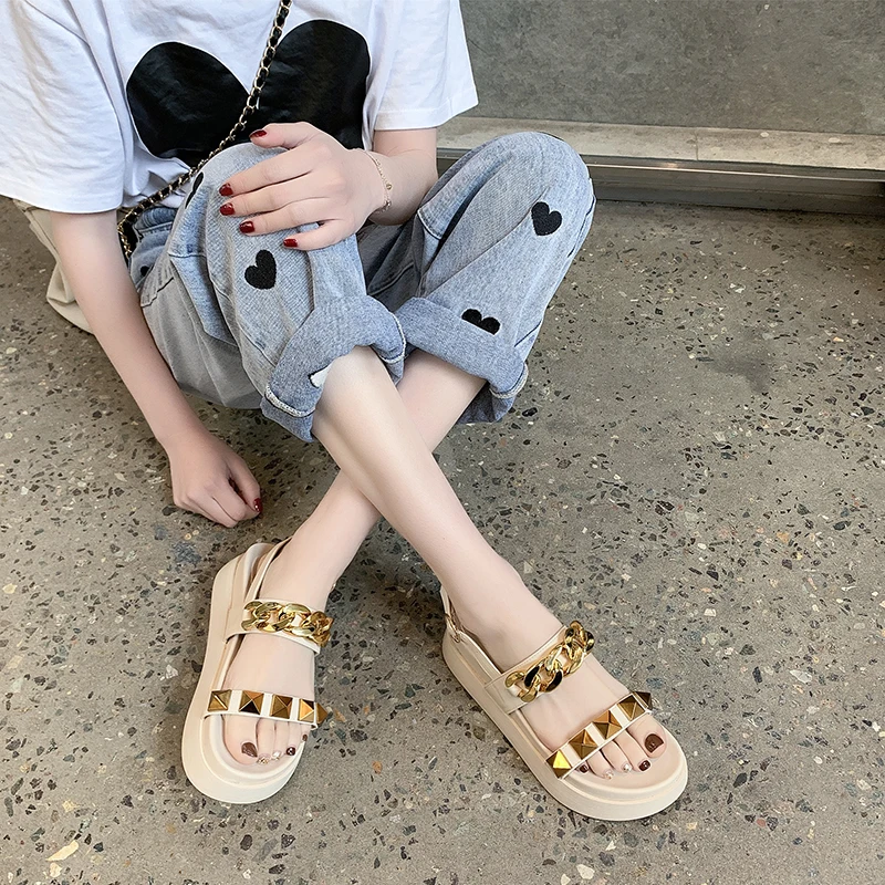 

Female Sandal Fashion Womens Shoes 2021 Clogs Wedge Muffins shoe Med Clear Heels Girls Luxury Beach Platform Gladiator Flat Stud