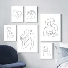 Папа мама ребенок постер абстрактная линия рисунок искусство печать семейная фотография минималистичные руки стены Декор для дома