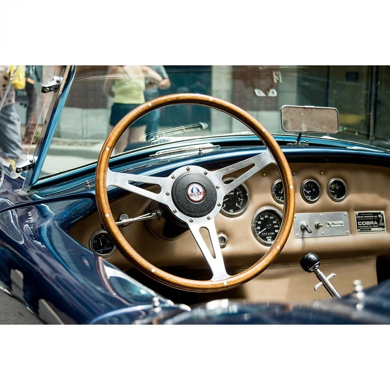

15inch 380mm Wood Steering Wheel Classic Sport Wooden Grain Silver Brushed Spoke Chrome Steering Wheel For Cars Universal