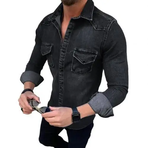 

Для мужчин, комплект весна-осень джинсовая рубашка с длинными рукавами два кармана; Высокие сапоги-чулки из эластичной ткани из джинсовой т...