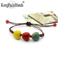 handcrafted vintage beads bracelet weaving bohemia ceramic charm women bangles new arrival distinctive jewelry rope chain