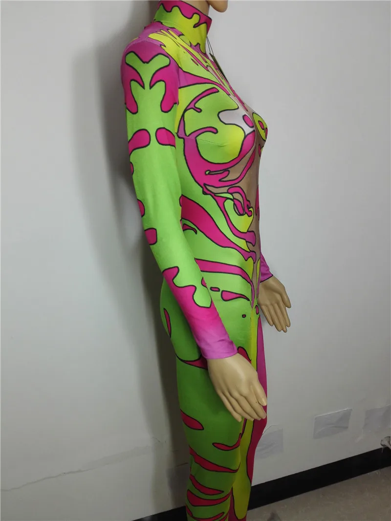 Женский костюм комбинезон с принтом сексуальное боди для ночных клубов певиц