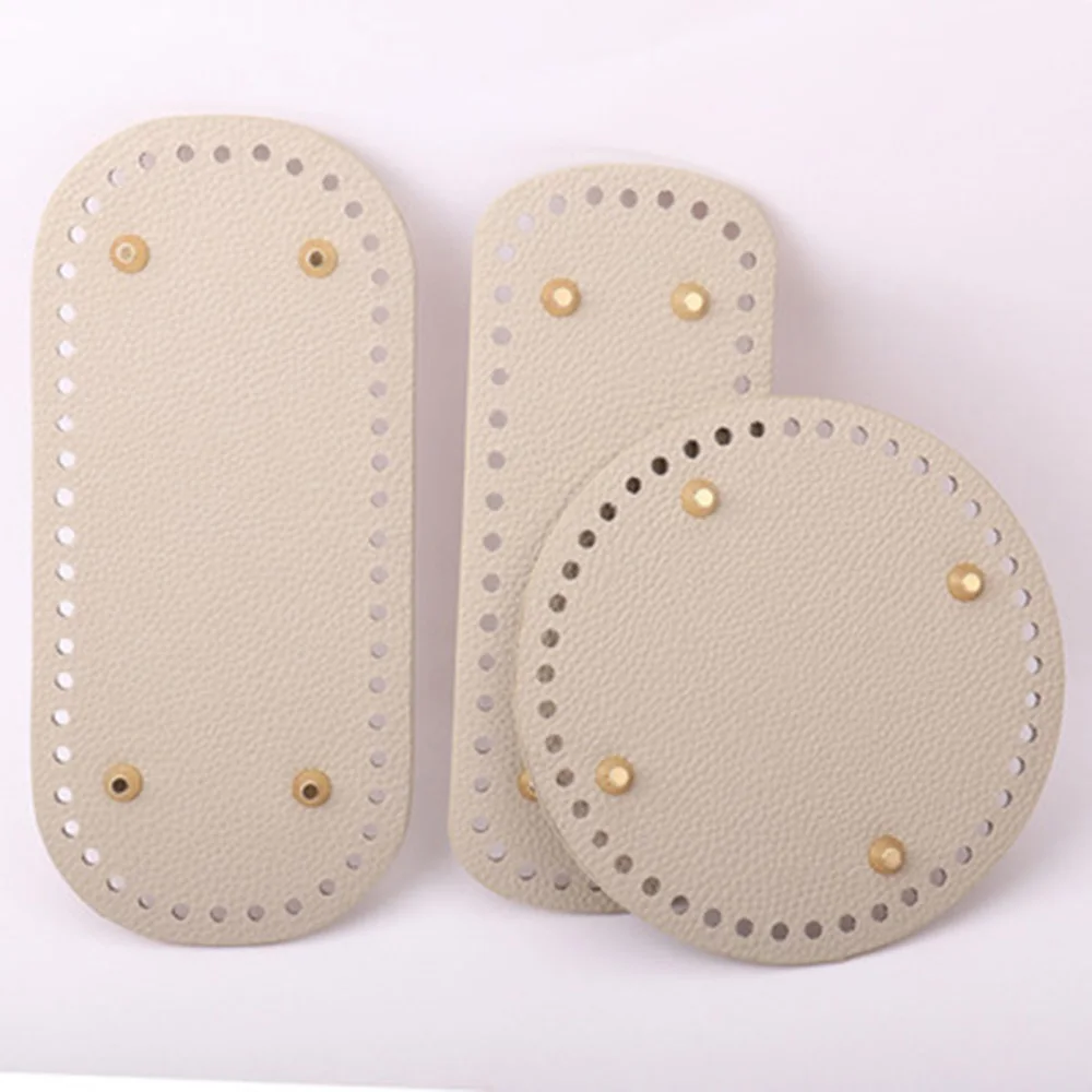 

High Texture Lychee Skin Pu Hand-woven Bag Bottom Fashion All-Match DIY Crochet Leather Long Oval Bag Bottom Accessories