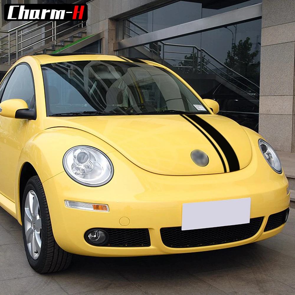 Автомобильный Стайлинг кузова полосы виниловые наклейки комплект для Volkswagen Beetle 2002-2006 капот крыши задний багажник полосы наклейки аксессуары