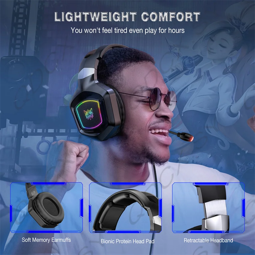 gaming headset wired pc gamer stereo headphones with mic led lights for laptop tabletps4 gamepadxbox one free global shipping