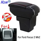 Подлокотник для Ford Focus 2 Mk2 2005-2011, вращающийся из искусственной кожи контейнер для хранения вещей с подстаканником и пепельницей