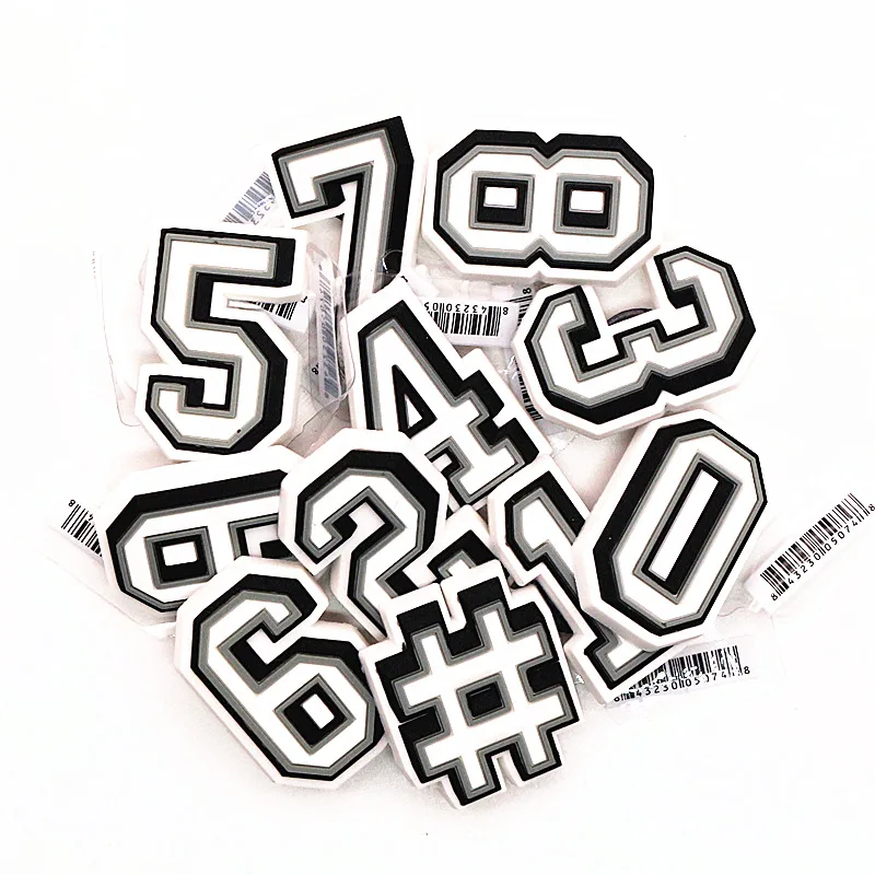 Original Solid Color Digital Model Shoe Charms PVC Shoe Buckles Accessories fit Bands Bracelets Croc JIBZ,Kids Party X-mas Gifts