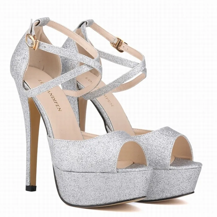 Туфли-лодочки женские с открытым носком пикантные сандалии из ткани блестками