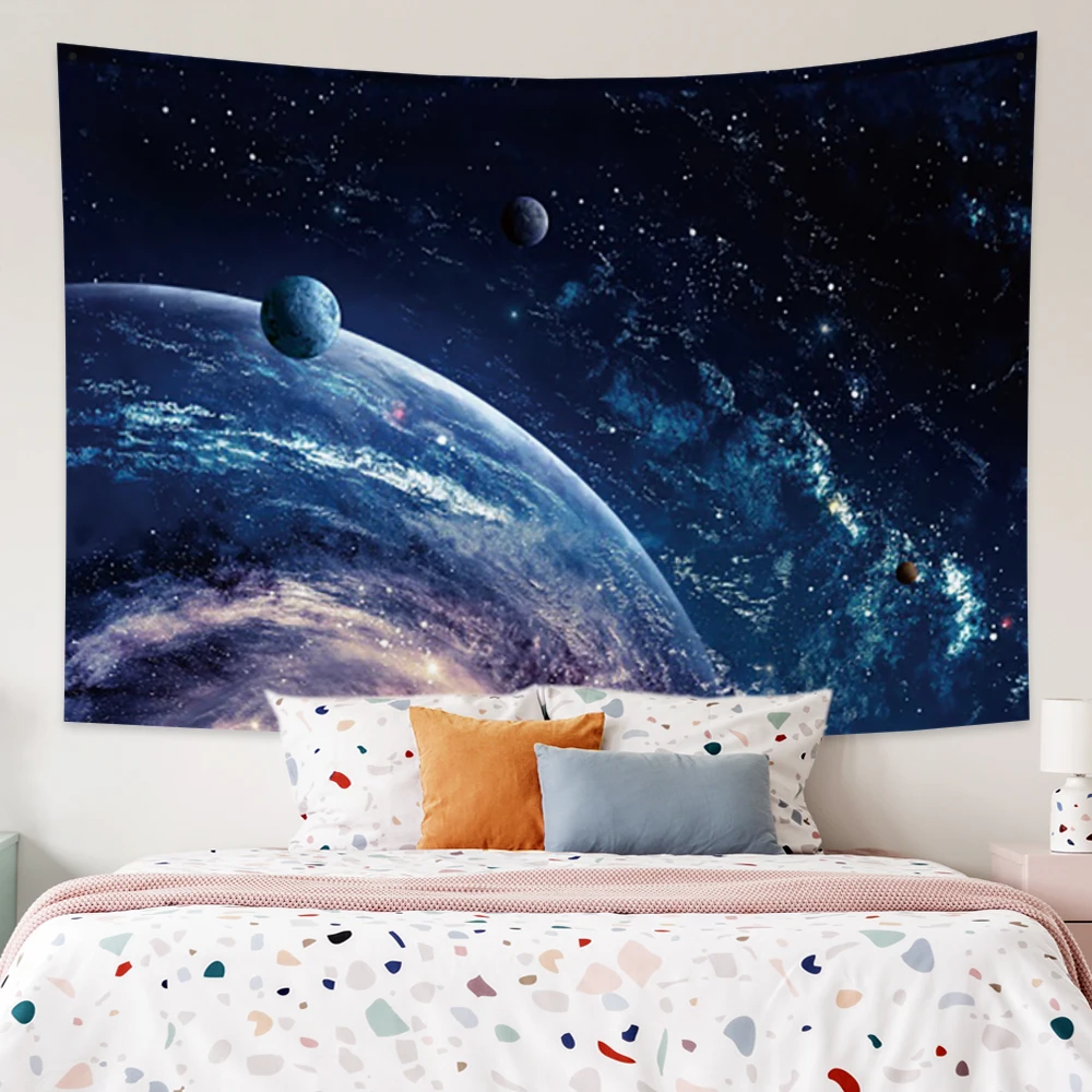 

Laeacco Psychedelic Planet Tapestry Home Decor Wall Hanging Blanket Throw Travel Camping Mat Home Background Decoration