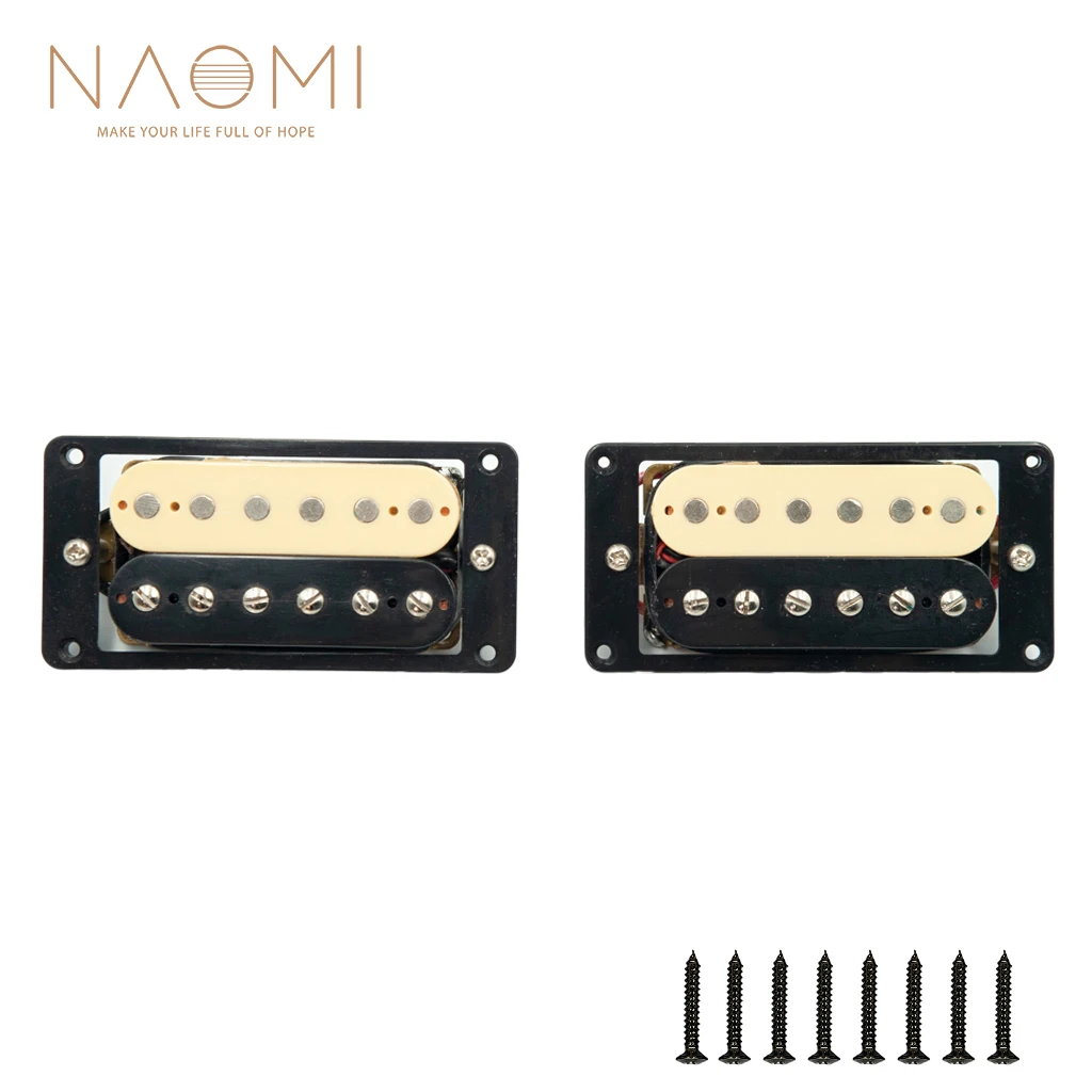 naomi elektrische gitarre pickup dual coil humbucker neck bridge set 50mm52mm wschwarz rahmen keramik magnet für st lp style gitarre free glo