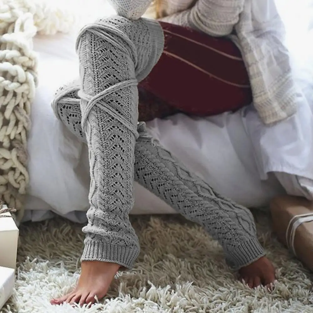 

Autumn Winter Women Open Toe Socks Stockings Knitted Warmer Elastic Leg Sleeves