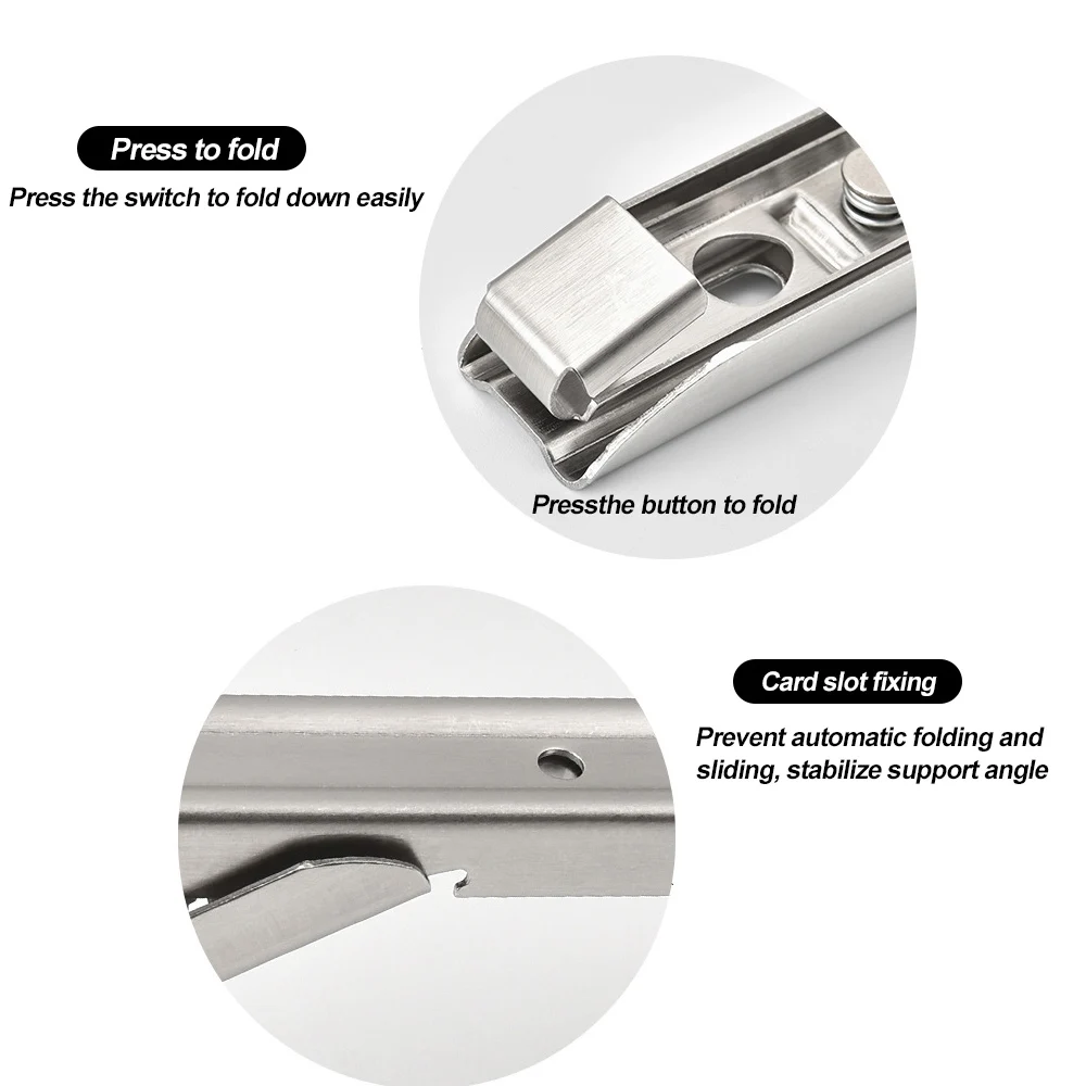 

8-12 Inch Wall Mounted Table Shelf Bracket Heavy Support Triangle Stainless Steel Space Saving Folding Angle Bracket 2pcs