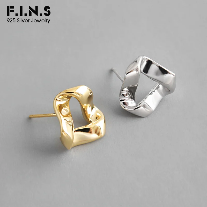 F.I.N.S корейские серьги из стерлингового серебра S925 геометрические витые золотые