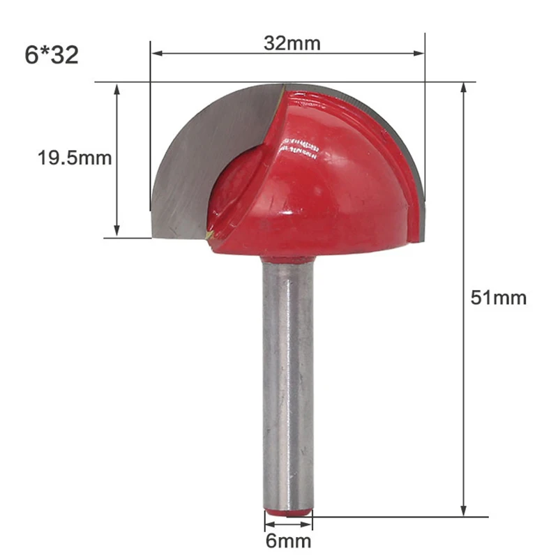 

4PC/Set 6MM Shank Milling Cutter Wood Carving Solid Carbide Round Nose Bits Round Nose Cove Core Box Router Bit Shaker Cutter
