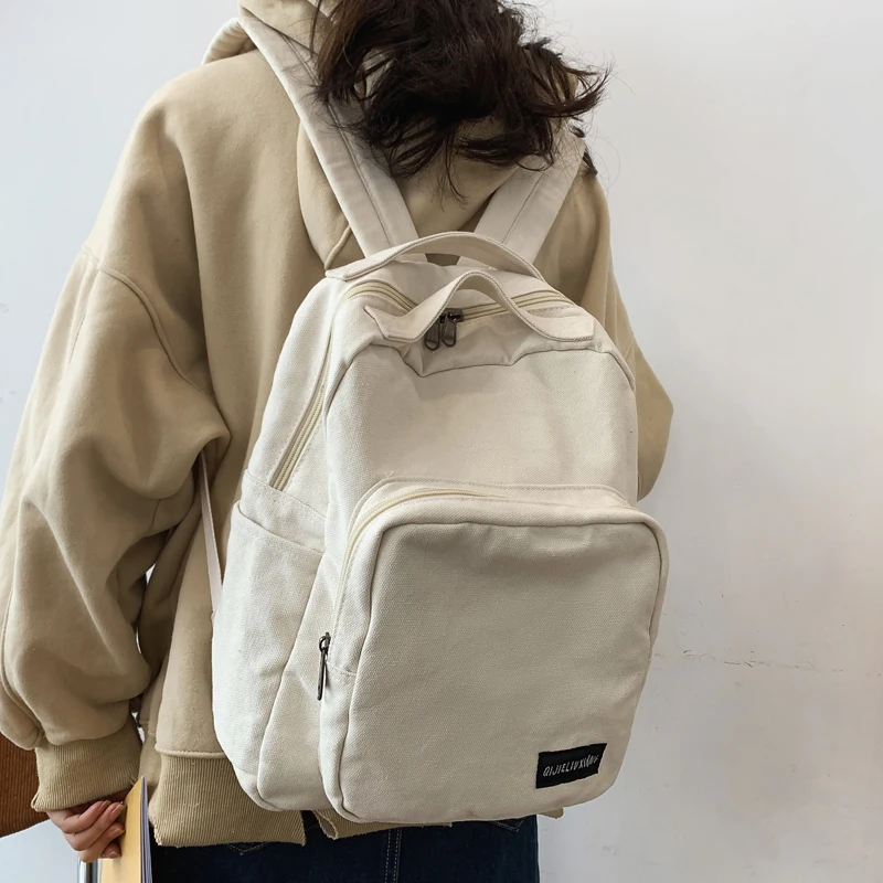 

2021 New High Quality Canvas Women Backpack Female Large Capacity Casual Travel Bag Senior Schoolbag for Teenage Girls Boys