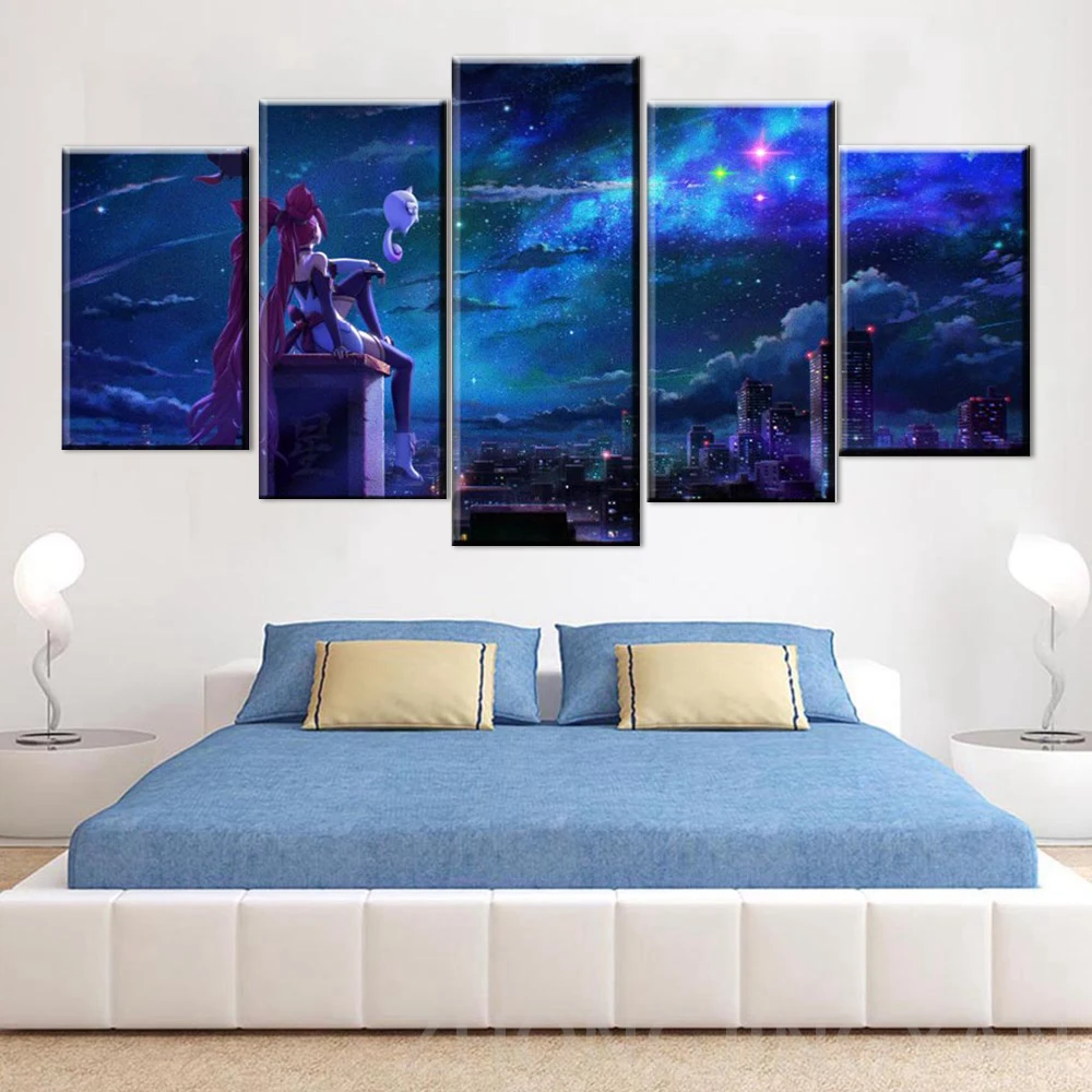

5 Pieces Wall Art Canvas Painting Anime Character Poster Home Decoration Modern Living Room Bedroom Pictures Modular Framework