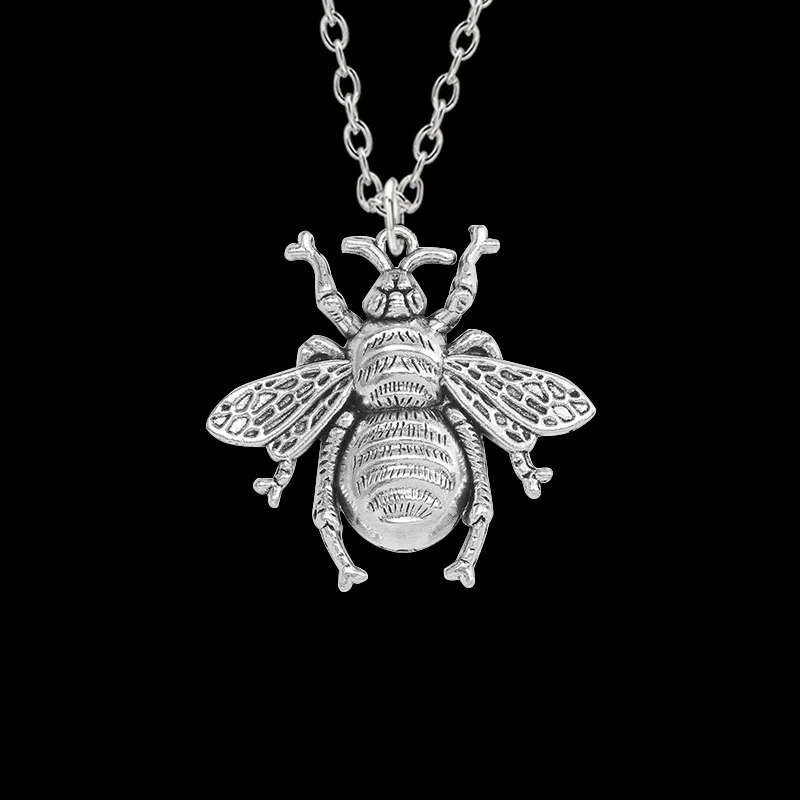 

new fashion hornet honey bee Pendants round cross chain short long Mens Womens silver color necklace Jewelry Gift