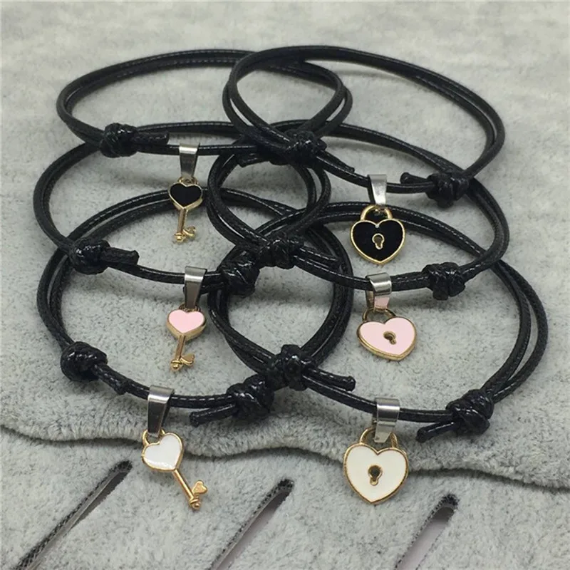 Простой браслет для пары креативный кожаный ремешок ключ с замком love модное