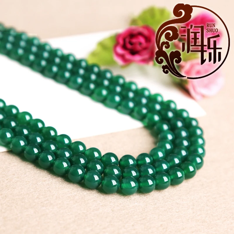 

Natural Stone Smooth Green Agates Onyx Round Loose Beads For DIY Charm Jewelry Making Bracelet Accessories 15'' 4/6/8/10/12/14mm