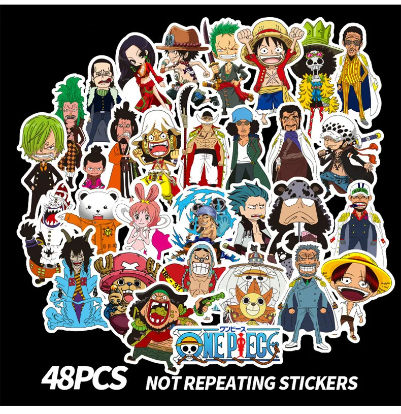 

Cartoon Anime One Piece Periphery Character Stickers PVC Waterproof Suitcase Trolley Case Computer Mobile Phone Bicycle Sticker