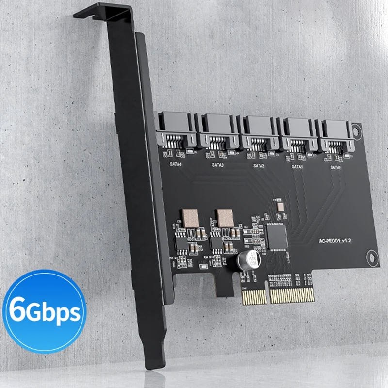 

5 Ports SATA 6Gbps to PCI Express Controller Card PCI-E to SATA III Adapter/Converter Pcie Riser Expansion Adapter Board