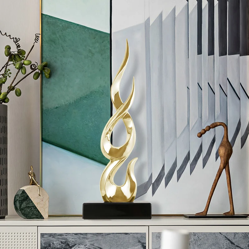 

54CM ABSTRACT PLATING ART SCULPTURE FENG SHUI INCREASING STATUE RESIN CRAFT ORNAMENTS HOME DECORATION ACCESSORIES GIFT R3987