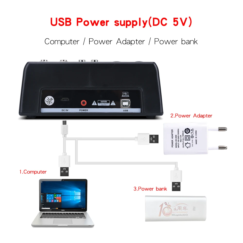 eyk ecr4 audio mixer with sound card 4 channel stereo mixing console bluetooth compatible usb for pc computer record playback free global shipping