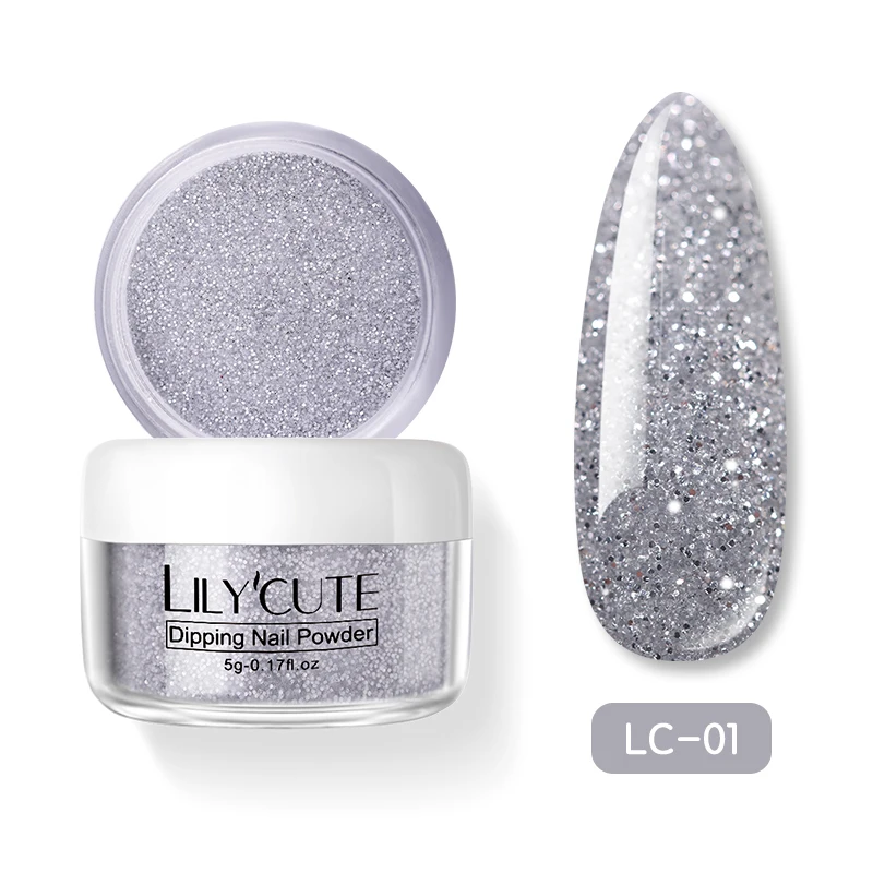 LC 01 LILYCUTE Dipping порошок для ногтей градиентный цвет ногтей Dip порошок для ногтей украшения для ногтей Блеск порошок погружение блестящие украшения - Цвет: LC 01