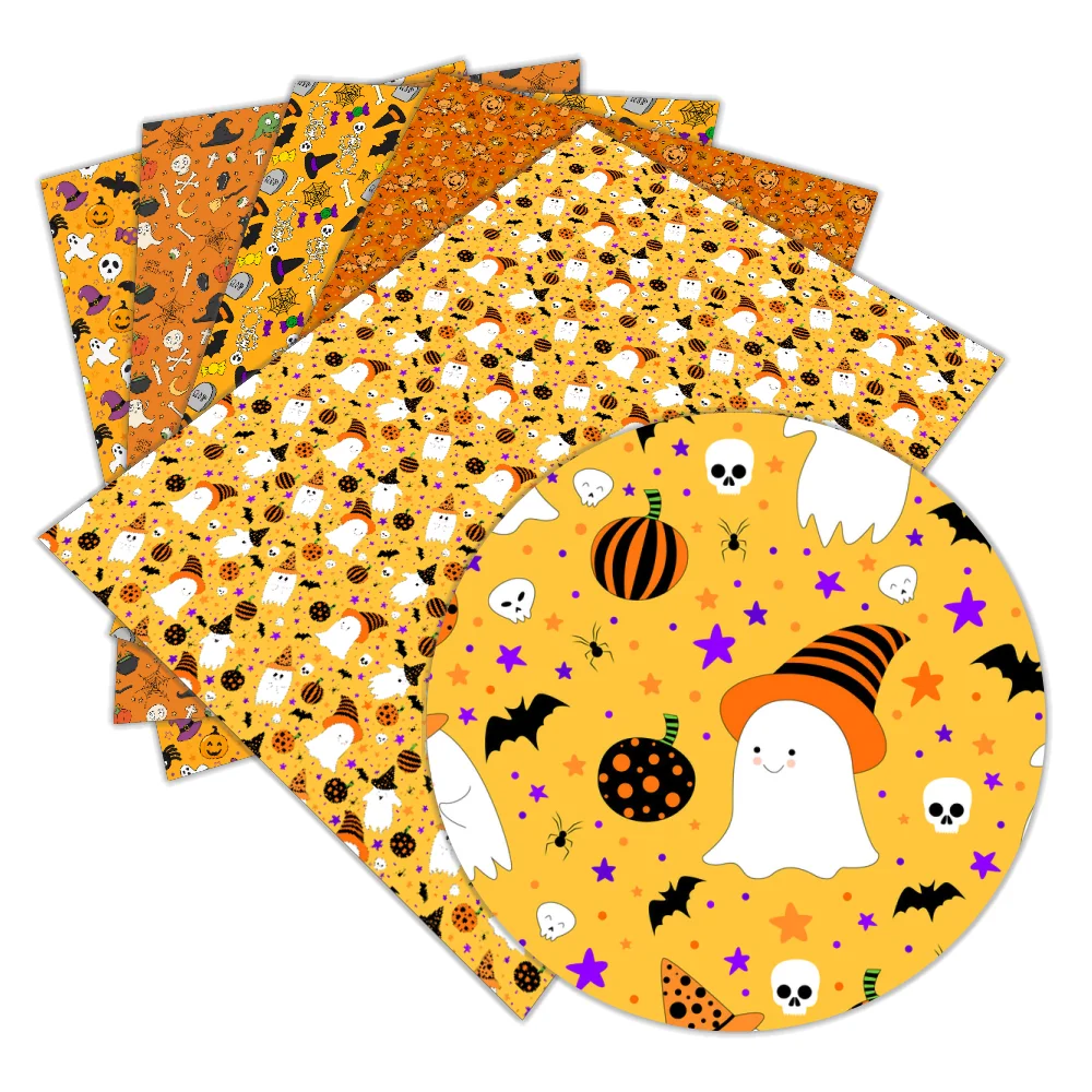 

Искусственная кожа с принтом на Хэллоуин, 30 см x 136 см, материал для сумки «сделай сам», ткань L085 L086