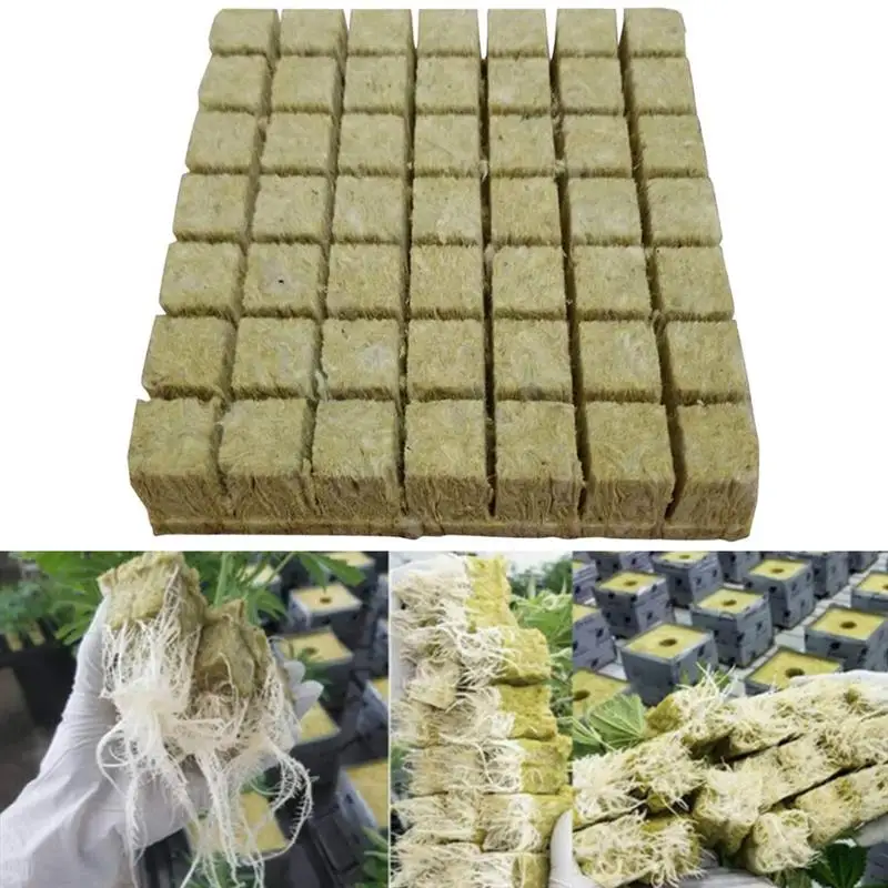 

50pcs Grodan Hydroponic Grow Agricultural Cutting Seedling Block Soilless Culture Substrate For Rockwool Starter Plugs Plant Pot