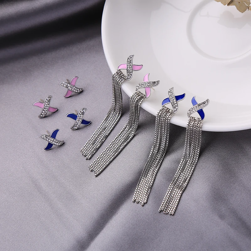 X образная металлическая Бриллиантовая цветная эмалированная подвеска ожерелье