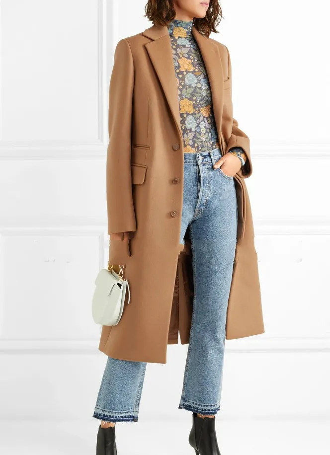 

England Style Lady's Handsome Single-breasted Wool Coat Retro Women Long Woolen Jacket Overcoats Female Outwear