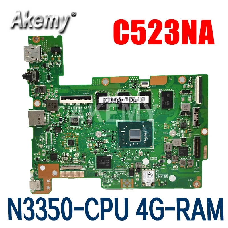 

Akemy C523NA Motherboard For ASUS Chromebook C523NA C523N C223NA Laotop Mainboard with N3350-CPU 4G-RAM 32G-SSD