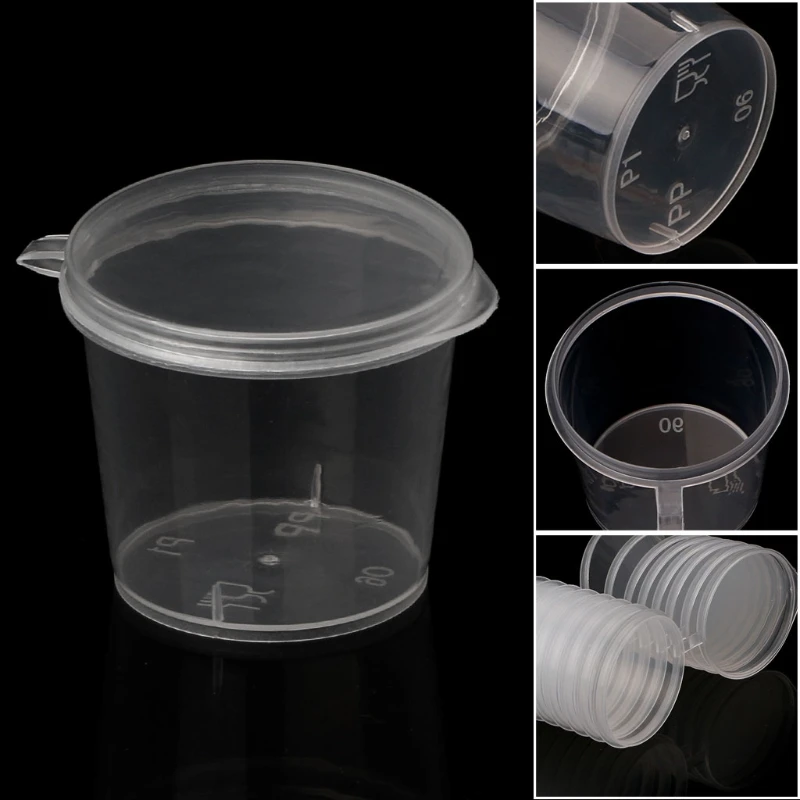 

100Pcs 25ml Small Plastic Disposable Sauce Cups With Lid Food Storage Containers Boxes