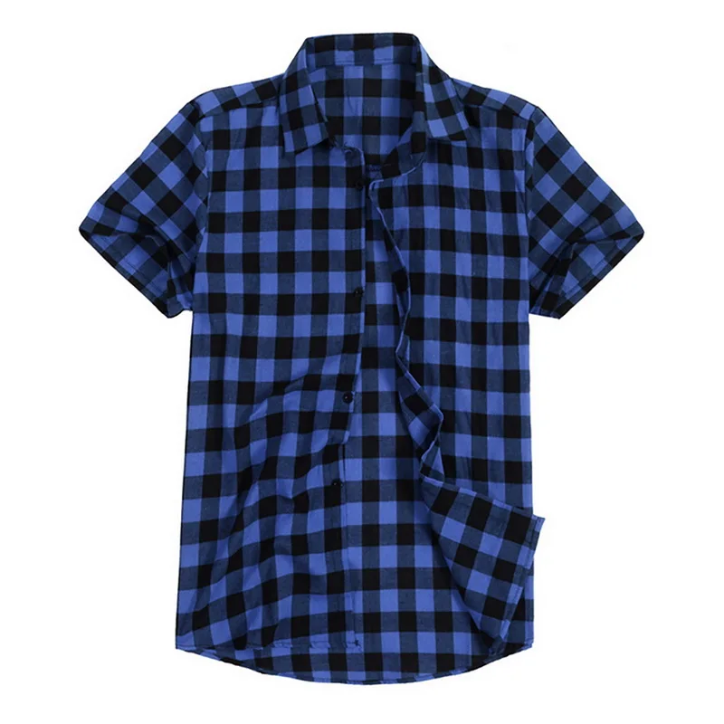 Pui men tiua мужские рубашки в клетку 2019 Летняя мода Chemise Homme клетчатые с коротким