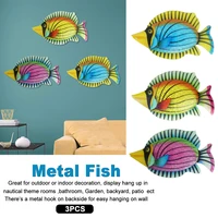 3pcs sea marine craft home decor garden bedroom coastal ocean metal fish wall art with hook gifts sculptures indoor outdoor