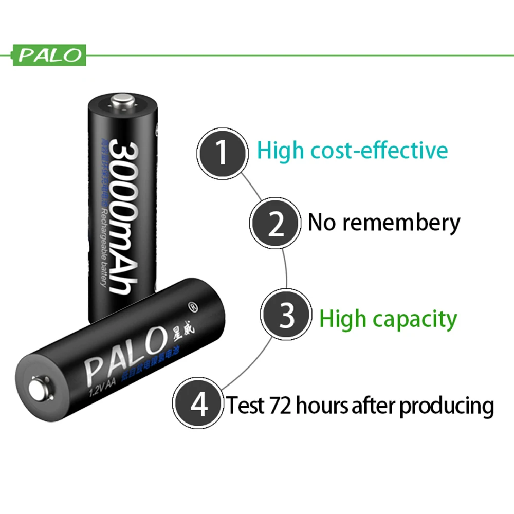 PALO PALO аккумулятор 3000mAh NiMH AA Аккумуляторы, высококачественные игрушки, камеры, фонари и батареи