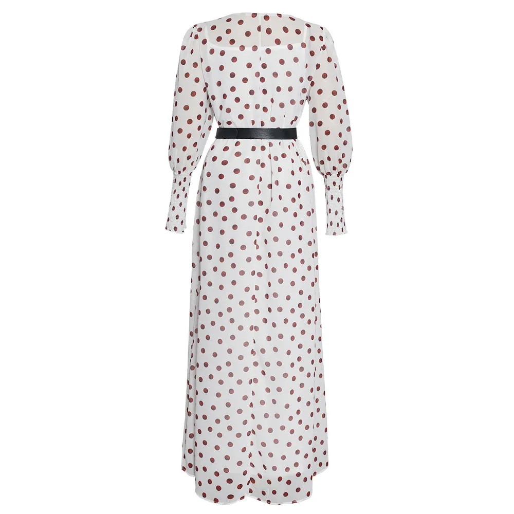 

Western Style Two Piece Sets Spring Autumn Fashion Temperament Loose Casual Oversize African Wave Point Belt Long Sleeve