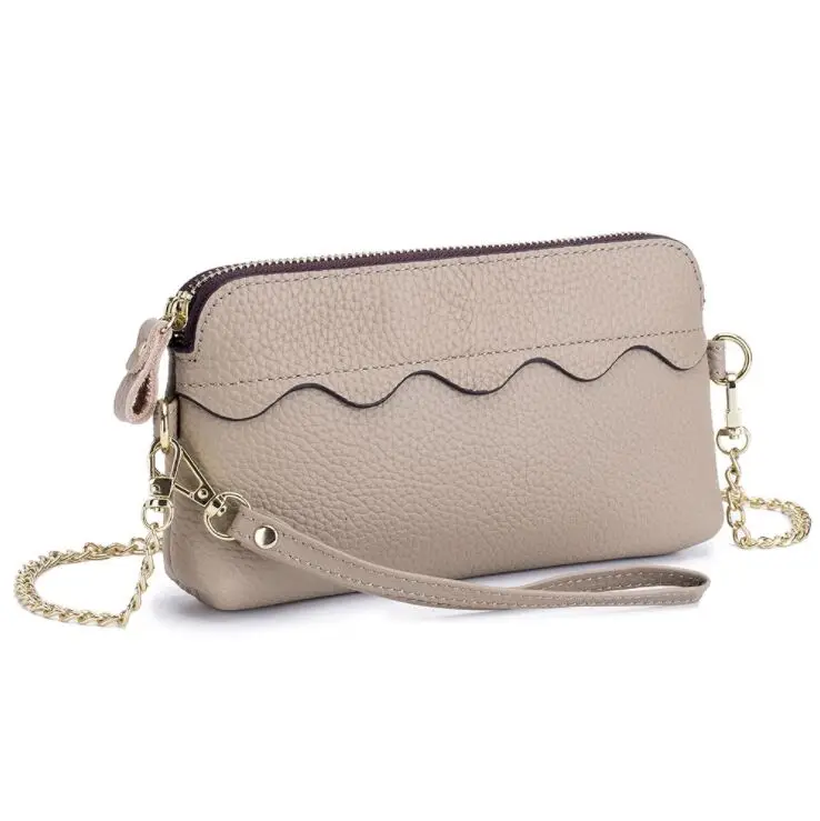 

Genuine Leather Women Clutch Bag Large Capacity Zipper Cellphone Pouch Coin Purse Female Wrist Bag Should Crossing Bag