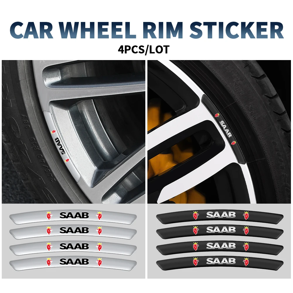 

4PCS Car Goods Wheel Rims Sticker Racing Decals For SAAB 03-10 Scania BJ SCS 9-5X 900 428 9-7 9-X Turbo X Monster 9-2X GT750 92