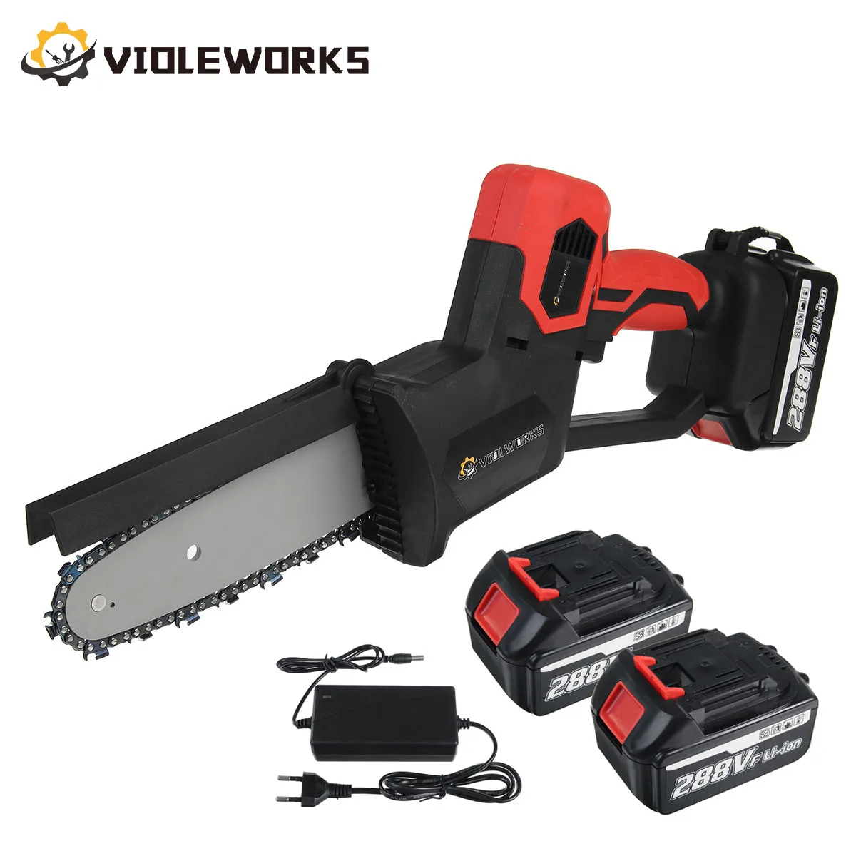 288V 8 дюймов Перезаряжаемые Электрическая цепная пила с 2 Батарея 1500 Вт