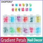 2448144 шт.кор. 3D бабочка Рельефный цветок дизайн ногтей украшение градиентные лепестки накладные ногти Стразы Украшенные бриллиантами ногти