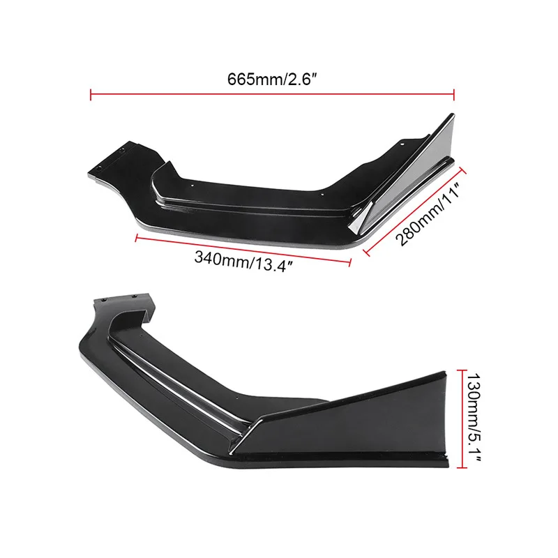 3 шт./компл. Черный Автомобильный передний бампер комплект губ спойлер сплиттер