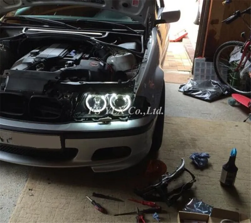 FSYLX кристалл автомобиль SMD СВЕТОДИОДНЫЙ ангельские глазки для BMW 131 мм